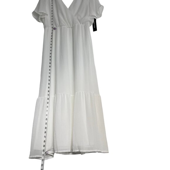 White Dress. Chiffon Spring, Summer, Beach, Vacation Dress Size L Large. - Picture 8 of 12